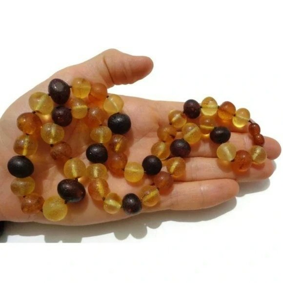 PREMIUM Large Beaded Amber Necklace, 11-13 mm Beads, Unpolished Baltic Amber - Picture 4 of 9